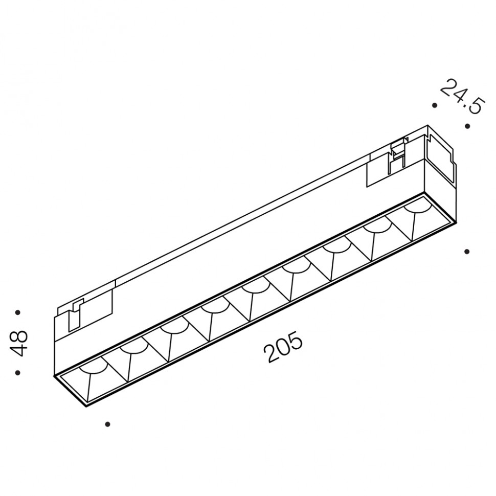 картинка Трековые светильники Светильник трековый линейный LTX IN_LINE COMFORT 205, L205mm, W24,5mm, H48mm, LED 12W, 3000К, черный (06.2051.12.930.BK)
