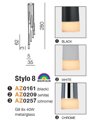 картинка Современные подвесные светильники Подвесной светильник AZZARDO Stylo 8 AZ0161