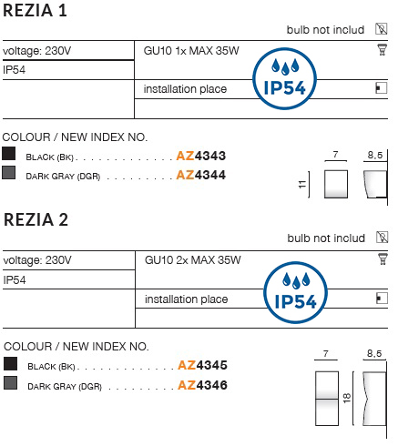 картинка Уличные настенные светильники Бра AZZARDO Rezia IP54 AZ4344