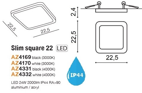 картинка Для ванной Врезной светильник AZZARDO Slim S22 AZ4169 IP44