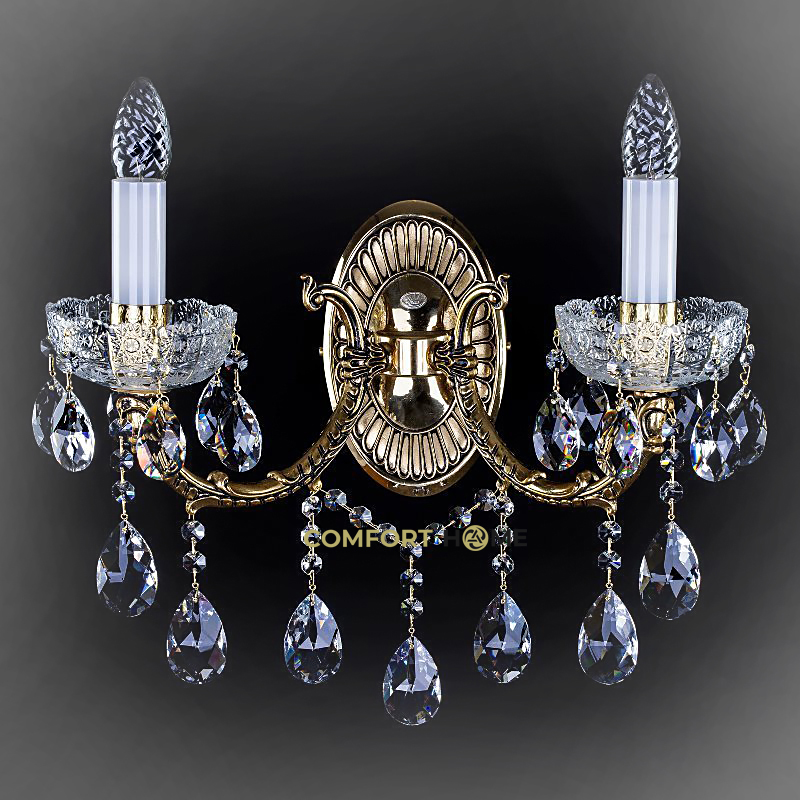 картинка Хрустальные бра Бра хрустальное ArtGlass CR 0006/02/20 (POLISHED, BRASS ANTIQUE, WHITE GOLD, MATT BRASS) CE