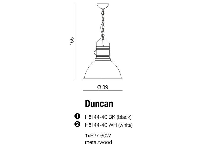 картинка Современные подвесные светильники Подвес Azzardo Duncan H5144-40 WH AZ1582
