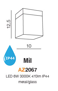 картинка Для ванной Накладной светильник AZZARDO Mil IP44 AZ2067