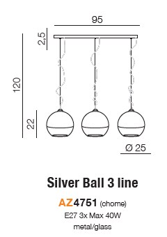 картинка Современные подвесные светильники Подвесной светильник AZZARDO Silver ball AZ4751