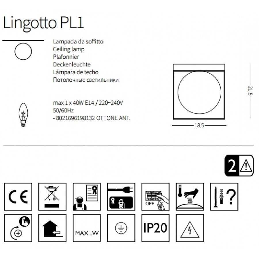 картинка Современные Потолочный светильник Ideal Lux Lingotto 198132