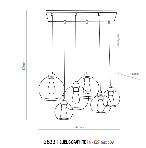 картинка Линейные подвесные светильники Подвес TK Lighting Cubus Graphite 2833