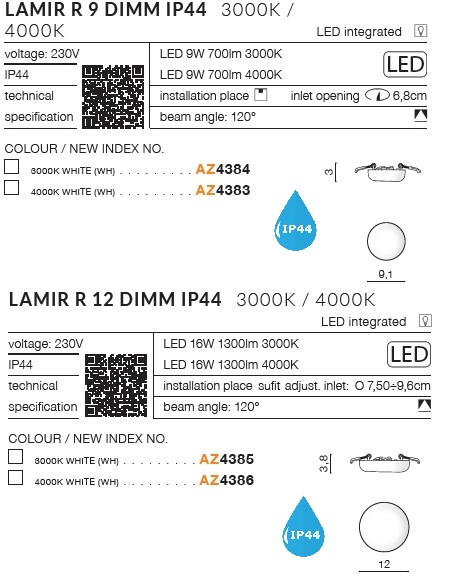 картинка Для ванной Врезной светильник AZZARDO Lamir IP44 R12 AZ4386