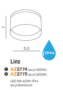 картинка Для ванной Врезной светильник AZZARDO Linz  IP44 AZ2775