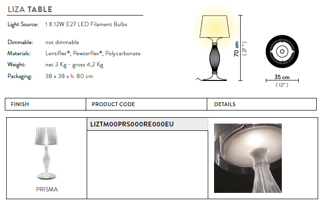 картинка Современные настольные лампы Настольная лампа SLAMP Liza LIZTM00PRS000RE000EU