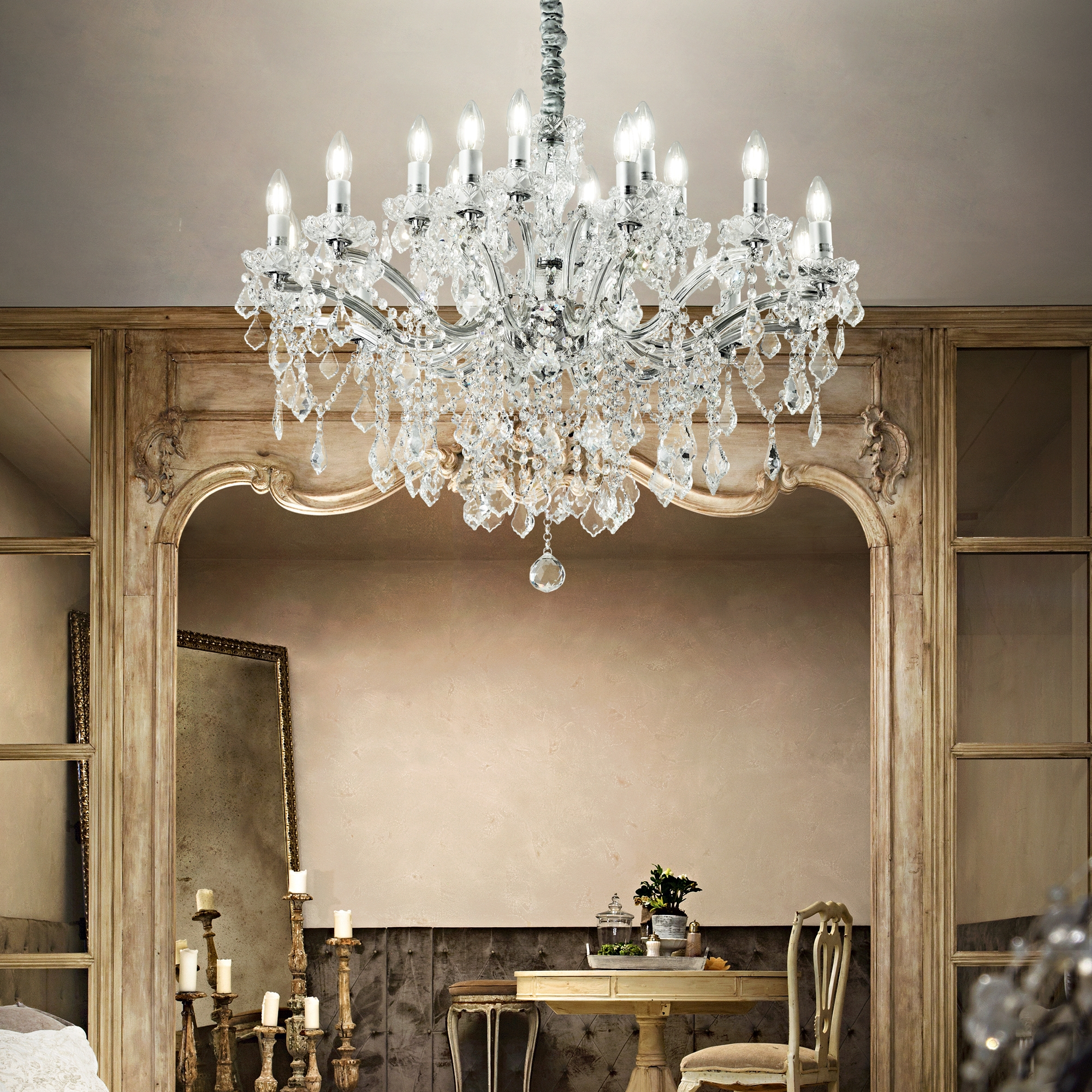 картинка Хрустальные люстры Люстра Ideal Lux FLORIAN SP12 CROMO 035604
