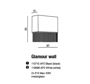 картинка Бра с абажуром Бра Azzardo Glamour Wall 113715 AP2 BK AZ1587