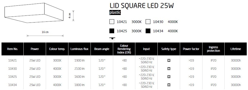 картинка Светодиодные Потолочный светильник Nowodvorski Lid Square led 25W 10421