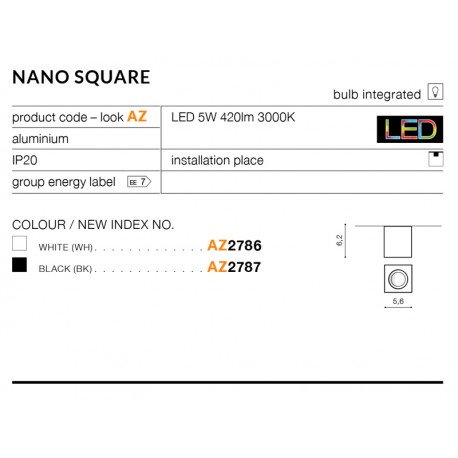 картинка Накладные светильники Накладной светильник Azzardo Nano Square AZ2787