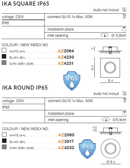 картинка Уличные точечные светильники Врезной светильник AZZARDO Ika square IP65 AZ4230