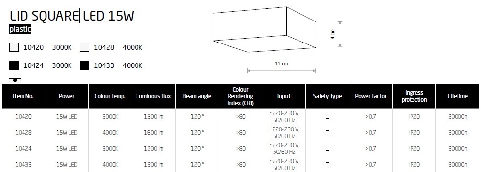 картинка Светодиодные Потолочный светильник Nowodvorski Lid Square led 15W 10428