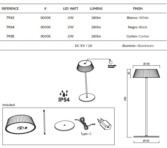 картинка Уличные настольные лампы  Настольная лампа MANTRA Relax IP54 7934