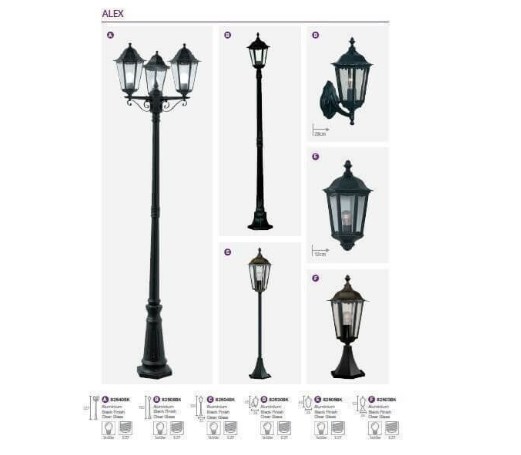 картинка Фонарные столбы Парковый светильник Searchlight 82504BK Alex