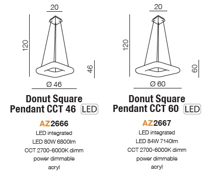 картинка Современные подвесные светильники Подвесной светильник AZZARDO Donut Square AZ2666