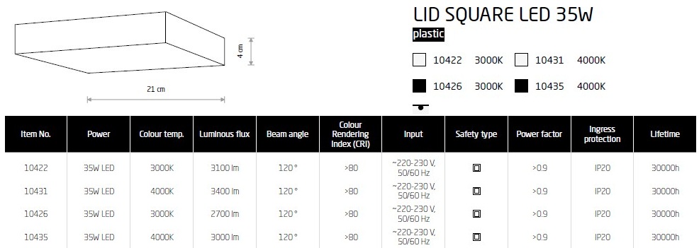 картинка Светодиодные Потолочный светильник Nowodvorski Lid Square led 35W 10426
