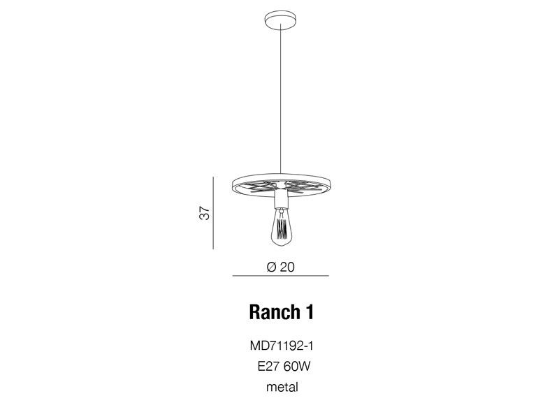 картинка Современные подвесные светильники Подвес Azzardo Ranch Wall MB71192-1 BK AZ1648
