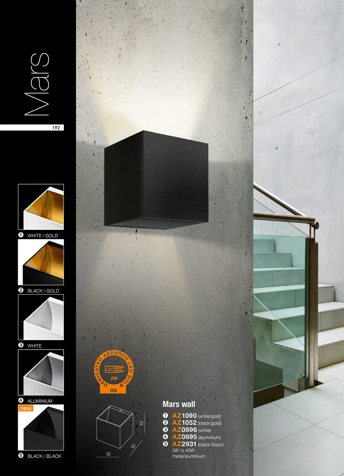 картинка Современные бра Бра Azzardo Mars Wall GM1109 WHITE/GOLD AZ1090