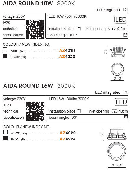 картинка Врезные Врезной светильник AZZARDO Aida round AZ4222