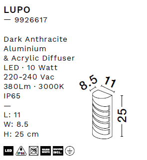 картинка Уличные настенные светильники Бра NOVA LUCE Lupo 9926617