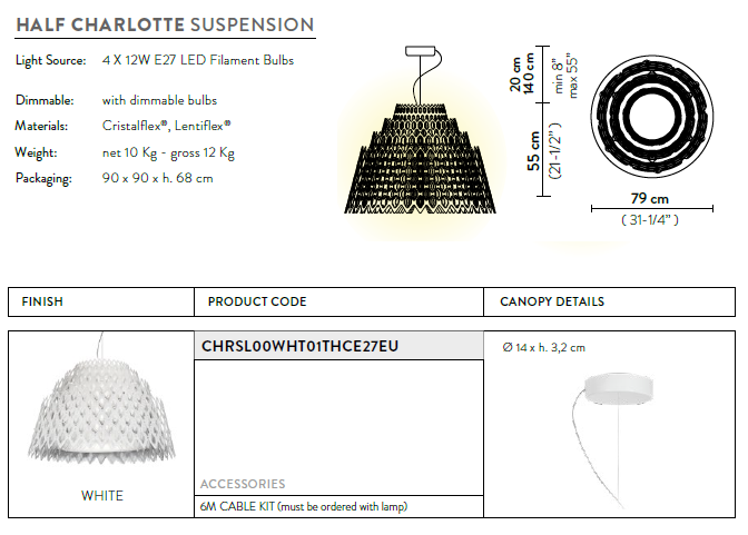 картинка Современные подвесные светильники Подвесной светильник SLAMP Charlotte CHRSL00WHT01THCE27EU