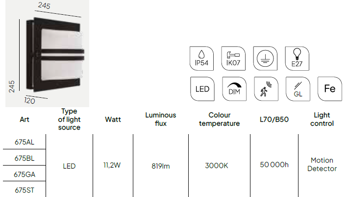 картинка Уличные светильники с датчиком движения (sensor) Бра NORLYS IP54 sensor Bern 675ST