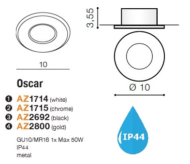 картинка Для ванной Врезной светильник AZZARDO Oscar IP44 AZ1714