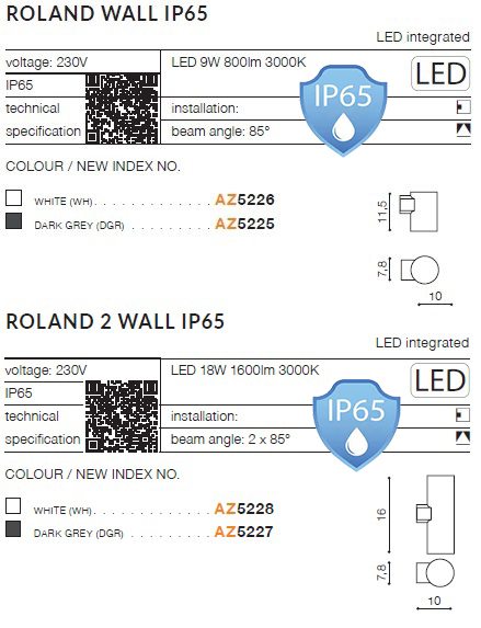 картинка Уличные настенные светильники Бра AZZARDO Roland 2 IP65 AZ5227