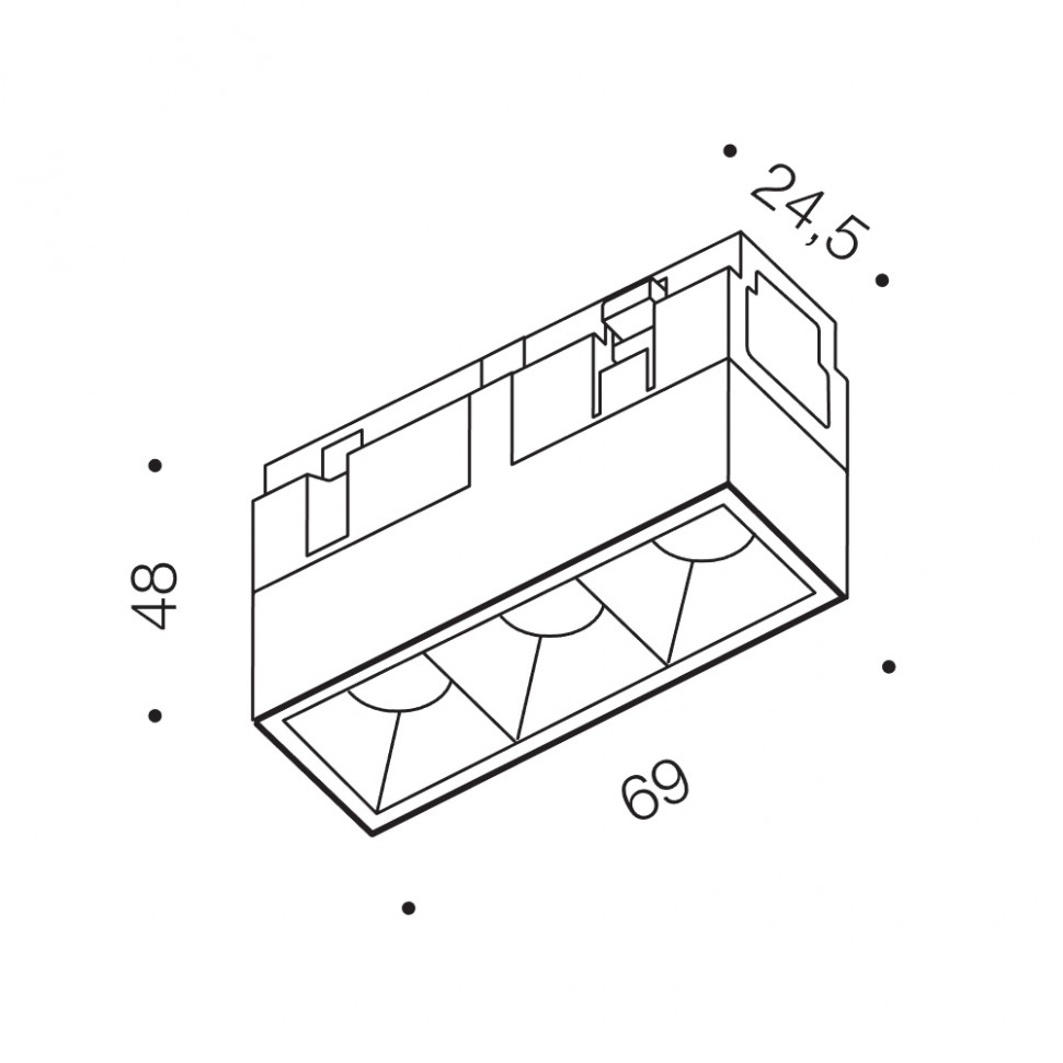 картинка Трековые светильники Светильник трековый линейный LTX IN_LINE COMFORT 69, L69mm, W24,5mm, H48mm, LED 4W, 3000К, черный (06.0691.4.930.BK)