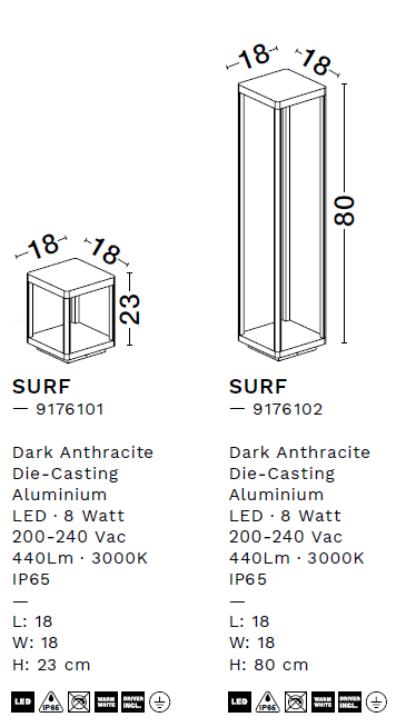 картинка Уличные столбики Столбик NOVA LUCE Surf 9176101