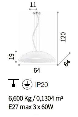 картинка Современные подвесные светильники Подвес Ideal Lux Lena 035727 SP3 D64 Bianco 