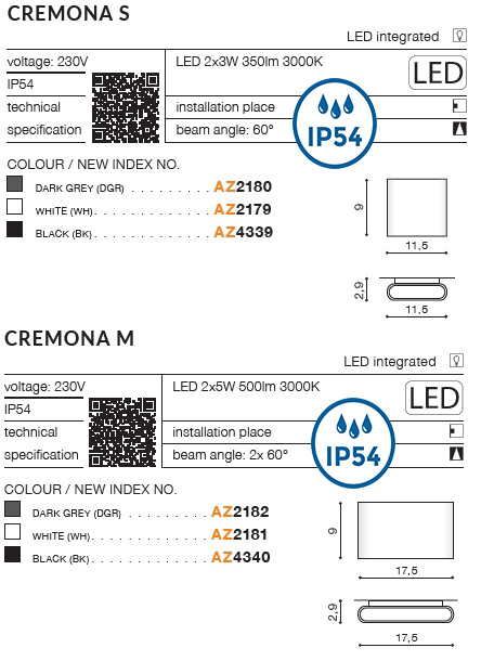 картинка Уличные настенные светильники Бра AZZARDO Cremona M IP54 AZ4340