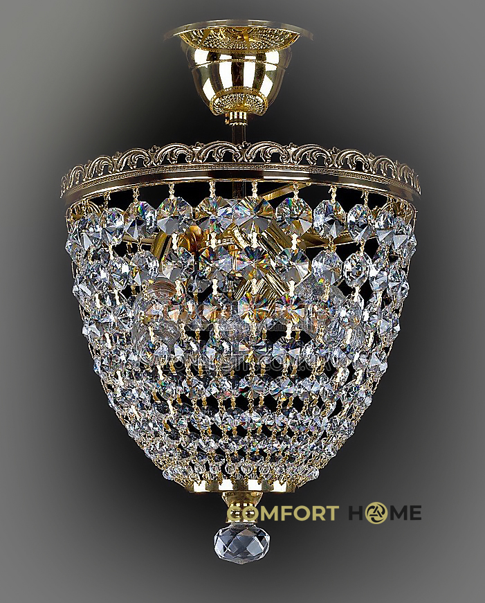 картинка Припотолочные светильники Припотолочная люстра хрустальная ArtGlass SHELLEY I.(POLISHED, BRASS ANTIQUE, WHITE GOLD, MATT BRASS) CE