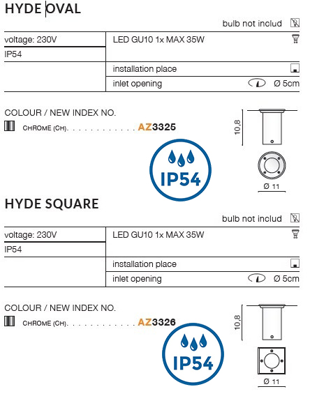 картинка Грунтовые светильники Грунтовый светильник AZZARDO Hyde AZ3325
