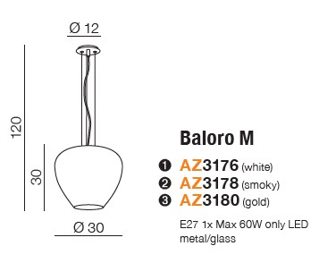 картинка Современные подвесные светильники Подвесной светильник AZZARDO Baloro M AZ3178