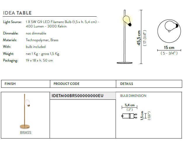 картинка Современные настольные лампы Настольная лампа SLAMP Idea IDETM00BRS00000000EU