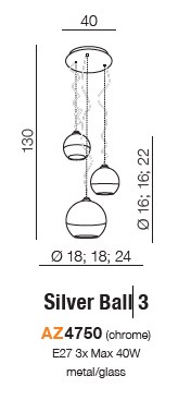 картинка Современные подвесные светильники Подвесной светильник AZZARDO Silver ball AZ4750
