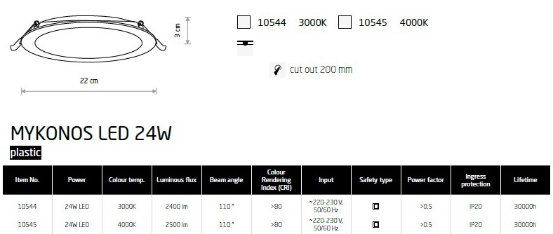 картинка Врезные Врезной светильник Nowodvorski Mykonos Led 24w 10544