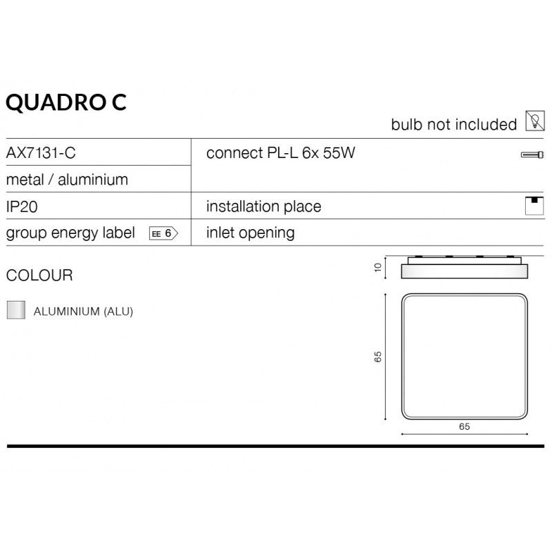картинка Квадратные Настенно-потолочный светильник Azzardo Quadro AZ0204