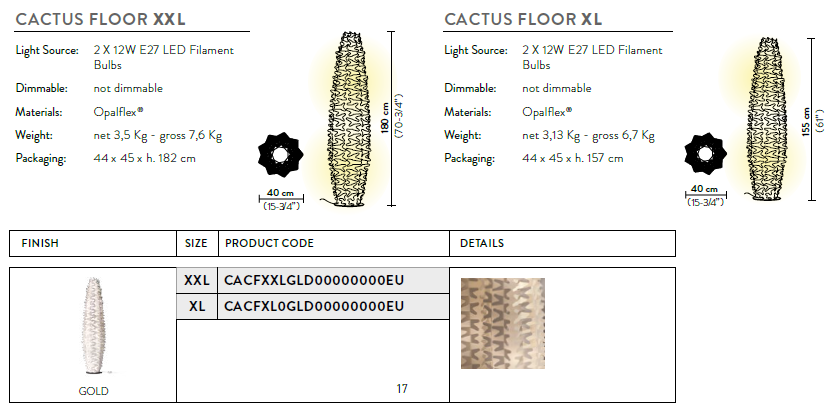 картинка Современные торшеры Торшер SLAMP Cactus XL CACFXL0GLD00000000EU