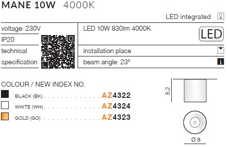 картинка Накладные светильники Накладной светильник AZZARDO Mane 10W AZ4324