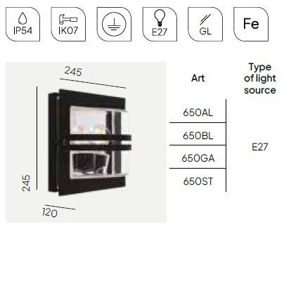 картинка Уличные настенные светильники Бра NORLYS IP54 Bern 650ST