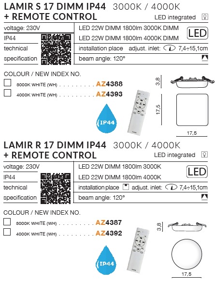 картинка Для ванной Врезной светильник AZZARDO Lamir IP44 AZ4392