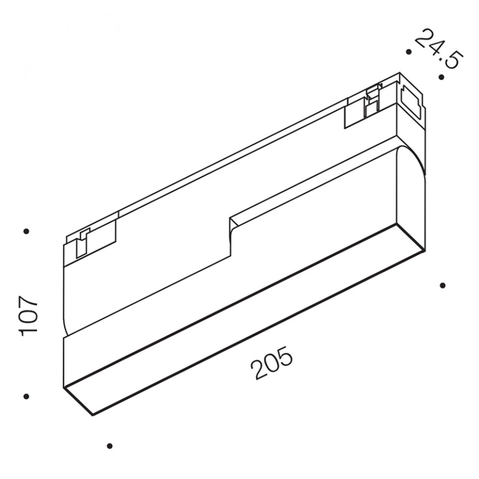 картинка Трековые светильники Светильник трековый LTX IN_LINE LINEA B 205, L205mm, W24,5mm, H107mm, LED 6W, 4000К, черный (06.2053.6.940.BK)