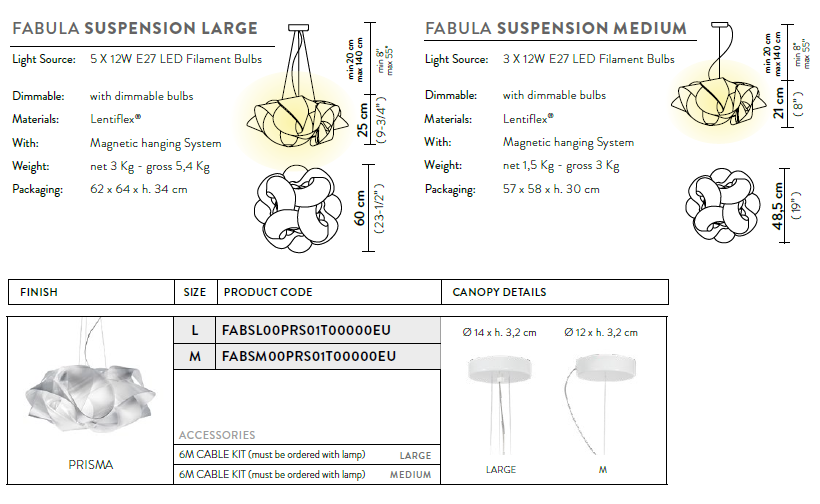 картинка Современные подвесные светильники Подвесной светильник SLAMP Fabula L FABSL00PRS01T00000EU