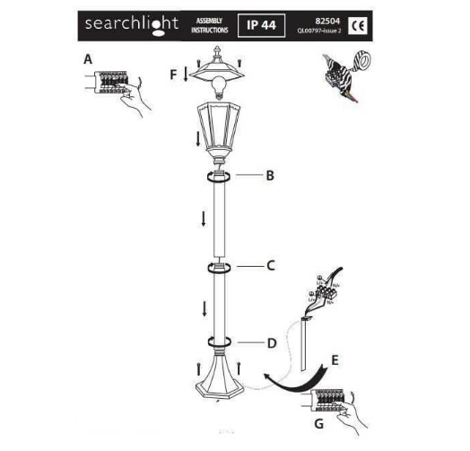 картинка Фонарные столбы Парковый светильник Searchlight 82504BK Alex