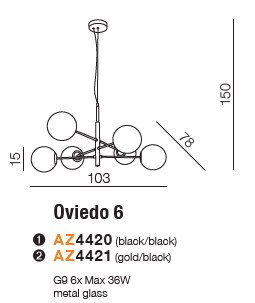 картинка Современные подвесные светильники Подвесной светильник AZZARDO Oviedo 6 AZ4420